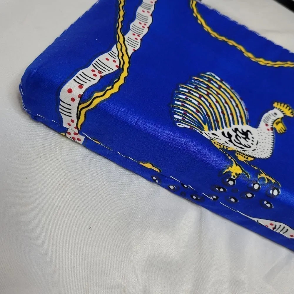 VINTAGE 90s/Y2K‎ blue rooster print structured hand bag purse - Picture 6 of 8